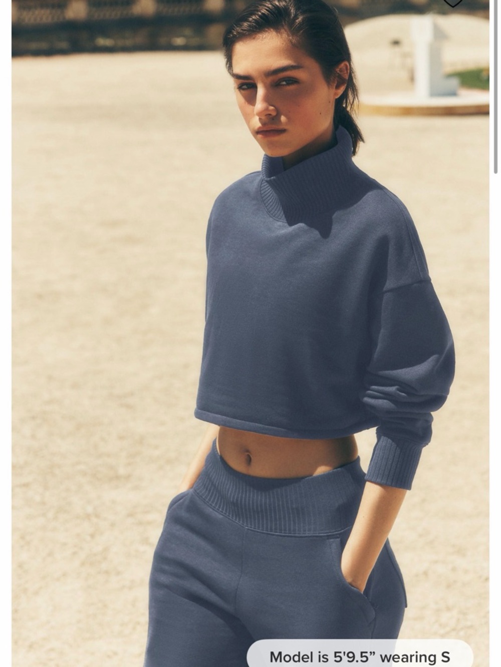 Alo NWT Smal Cropped Serenity Cover Up Bluestone $128 retail